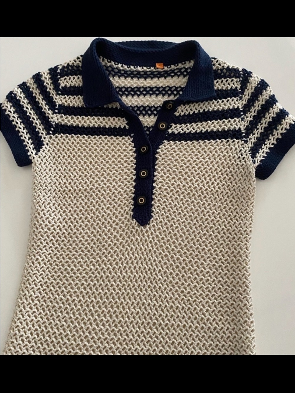 Tory Burch Navy and Cream Kids Polo Shirt